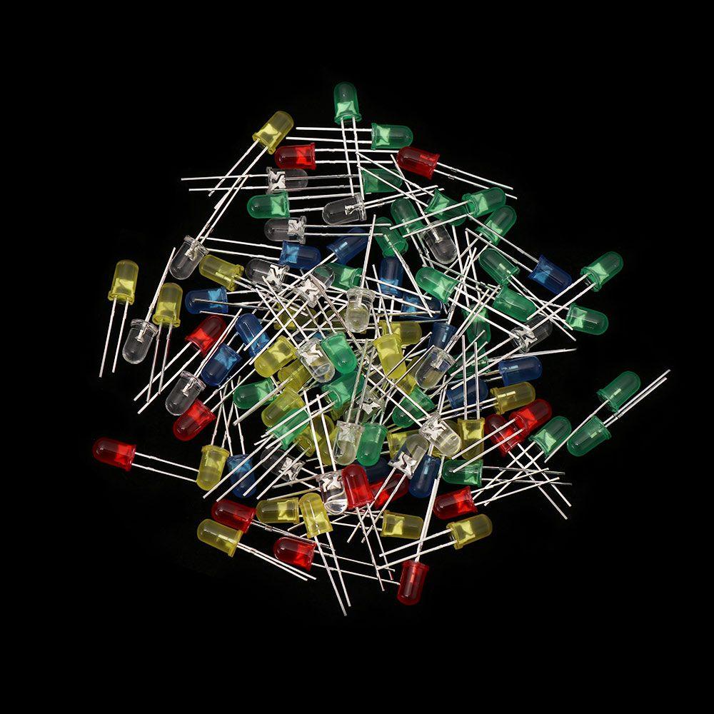 GOGOUP 100 Đèn LED 5mm Ánh Sáng Trắng / Vàng / Đỏ / Xanh Lá / Xanh Dương 5mm