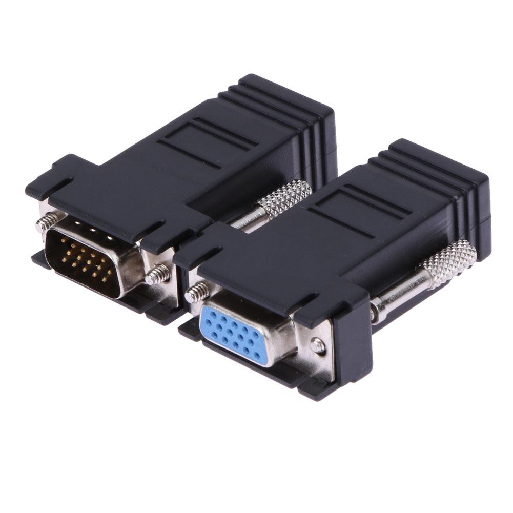 Đầu chuyển đổi mở rộng VGA sang lỗ/ đầu cắm Lan Cat5 Cat5e / 6 RJ45 Ethernet