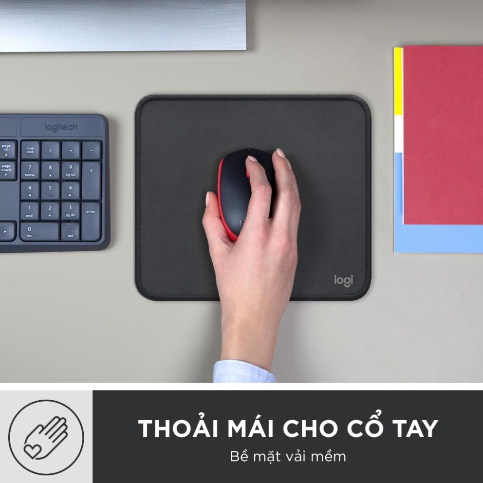 Bàn di chuột Logitech Mousepad Studio Series - Đế cao su chống trượt lướt dễ dàng, bền bỉ, nhỏ gọn