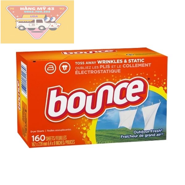 (Tách Lẻ) Giấy thơm quần áo Bounce Mỹ 320 240 160 tờ Giấy làm mềm quần áo