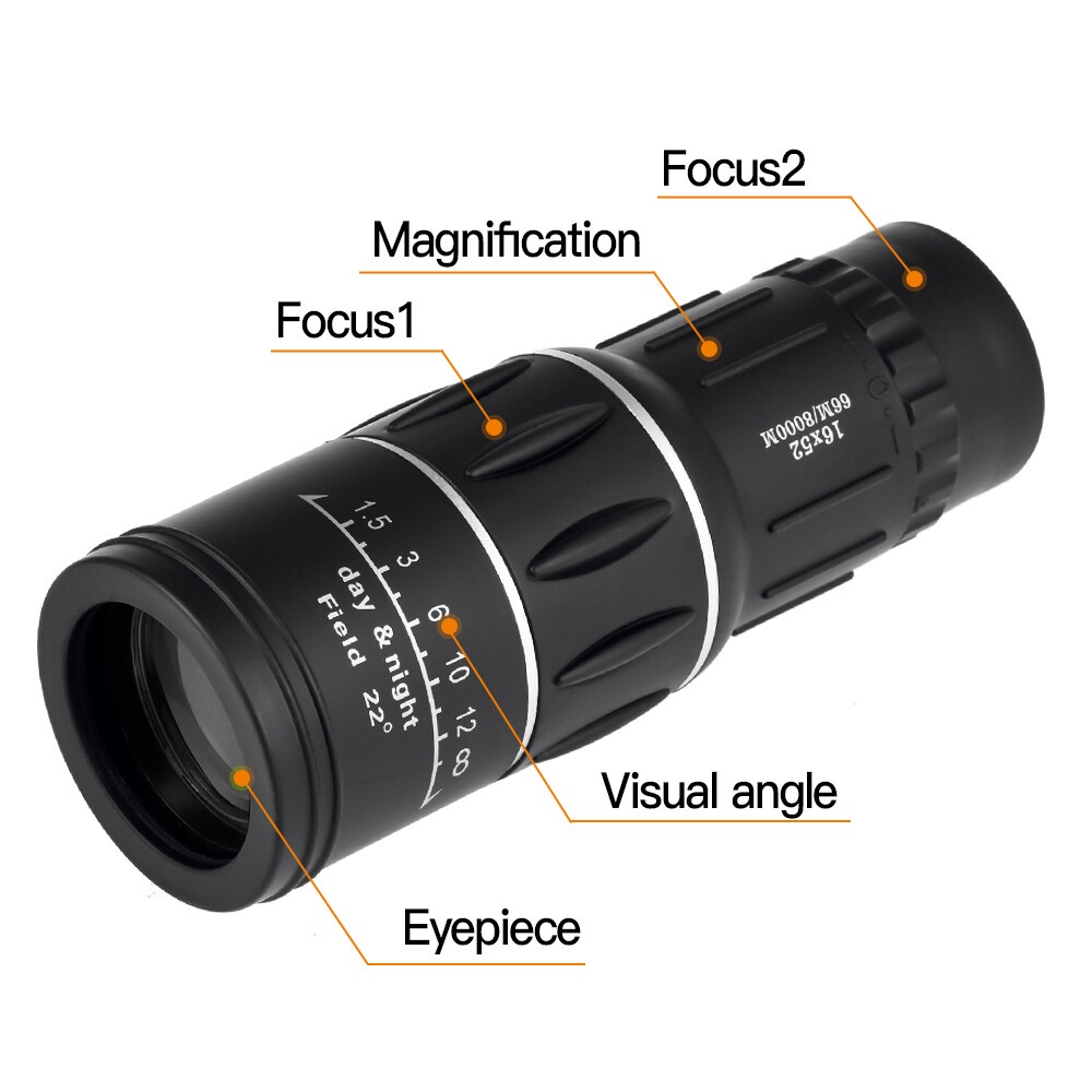 GiGiBomKính viễn vọng cao Vastar Ống nhòm bằng nhựa HD 16X52 Công suất cao 98 / 8000M Kính viễn vọng thể thao ngoài trời