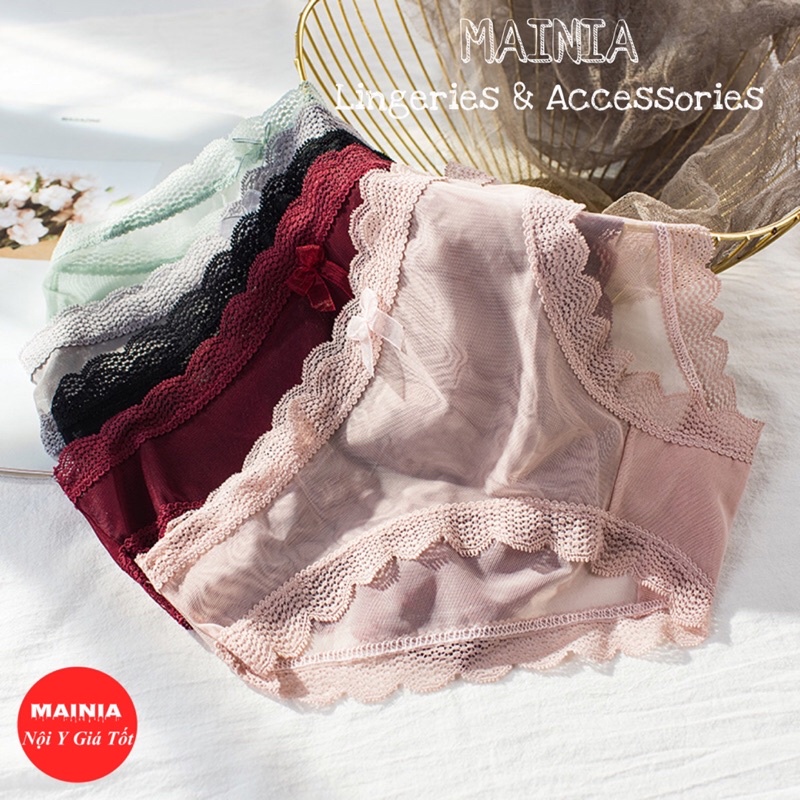 Quần Lót Ren Lưới Đính Nơ Xinh Xắn Dễ Thương Quần Chíp Nữ Sexy Quyến Rũ Hàng Cao Cấp Mềm Mại Mainia Shop