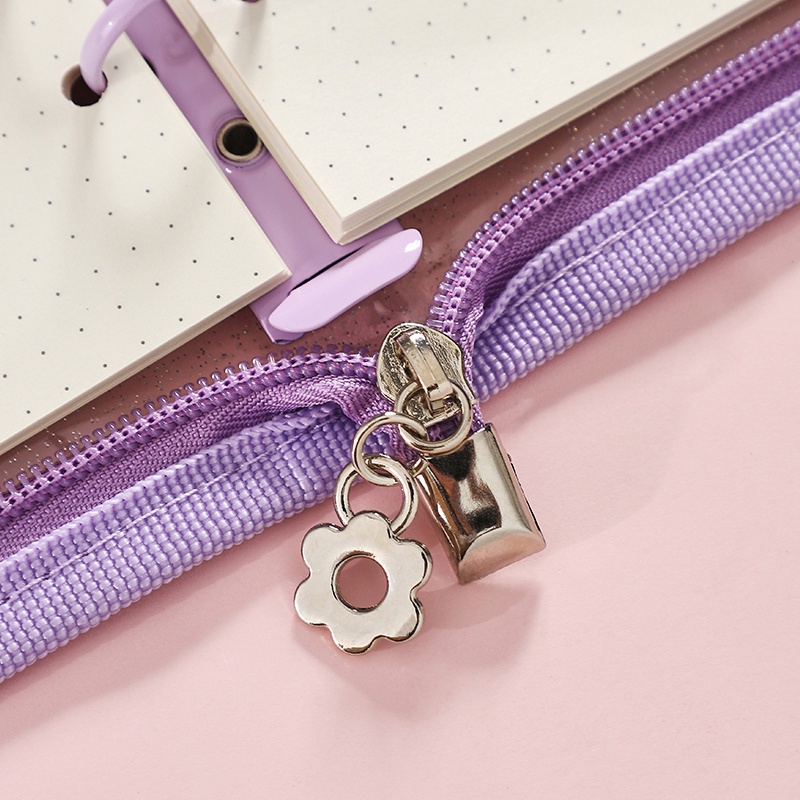 Sổ Tay Bìa Trong Suốt 6 Ngăn Khổ A5 A6 Có Khóa Kéo Tiện Dụng