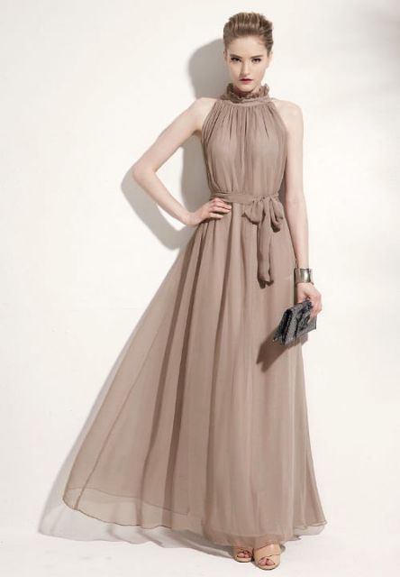 Đầm maxi tiệc form suông cổ lọ