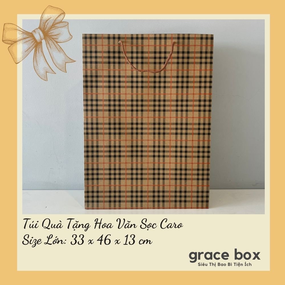 Túi Giấy Kraft Sọc Caro - Form Đứng - Siêu Thị Bao Bì grace Box