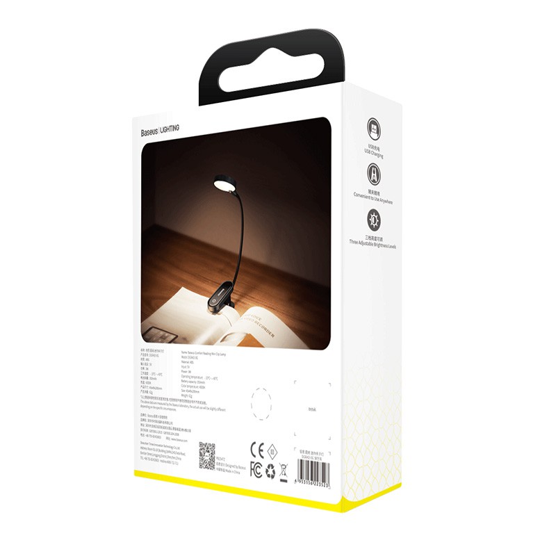 Đèn LED Baseus nhỏ kẹp bàn không dây cảm ứng sạc USB để đọc sách vào ban đêm