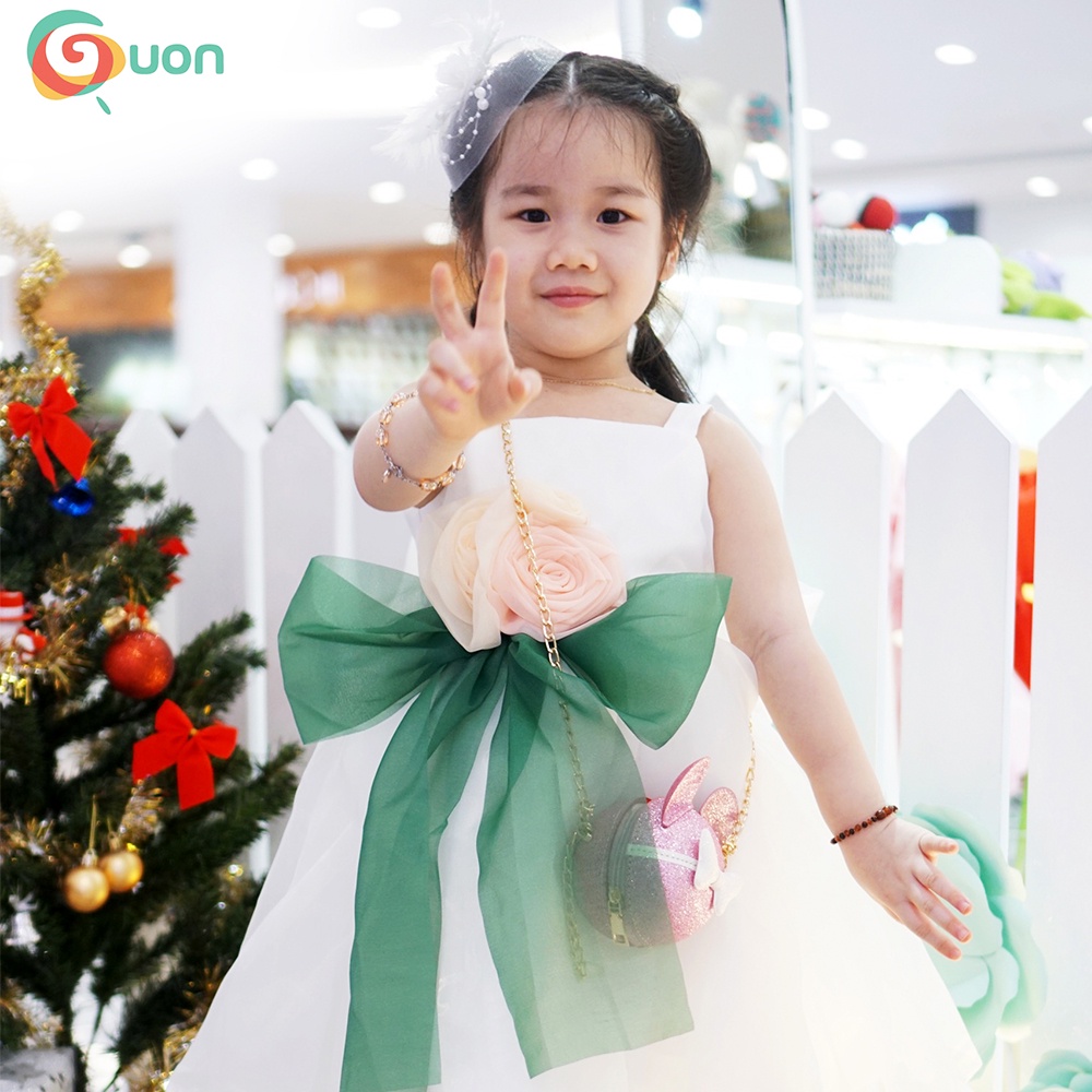Đầm công chúa bé gái 6-11kg vải voan cao cấp Linh Ngân màu hồng - GUON