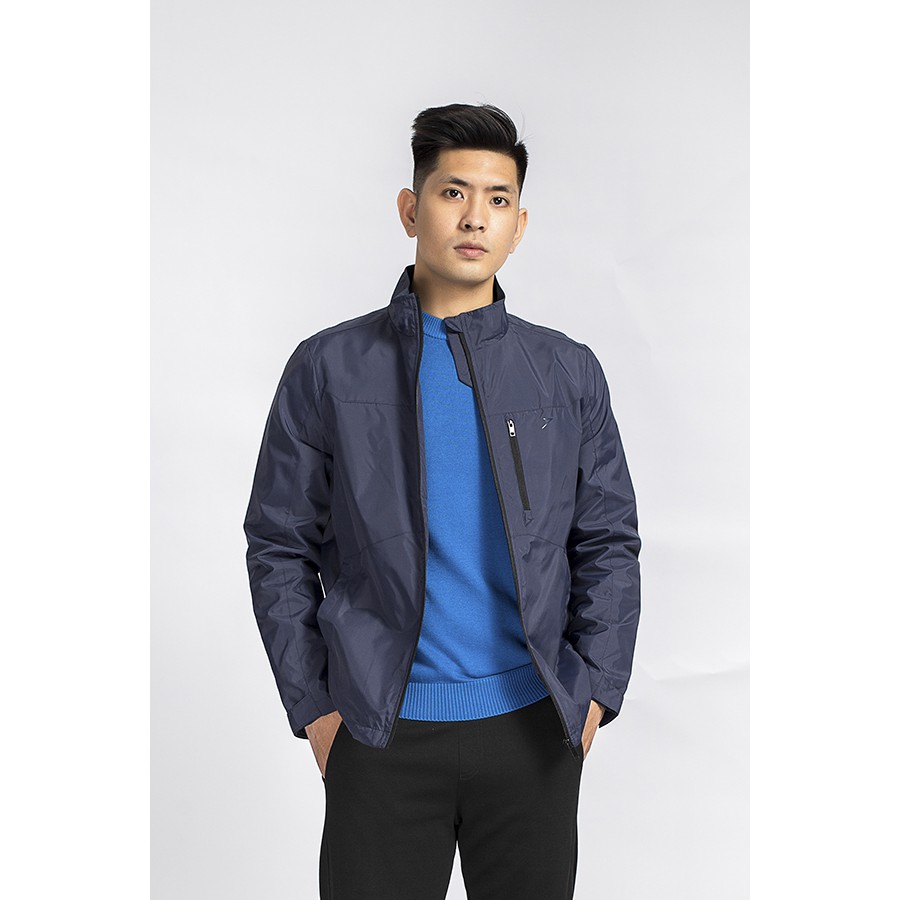 Áo khoác gió 2 lớp kwin màu xanh tím than regular fit KJK008W8