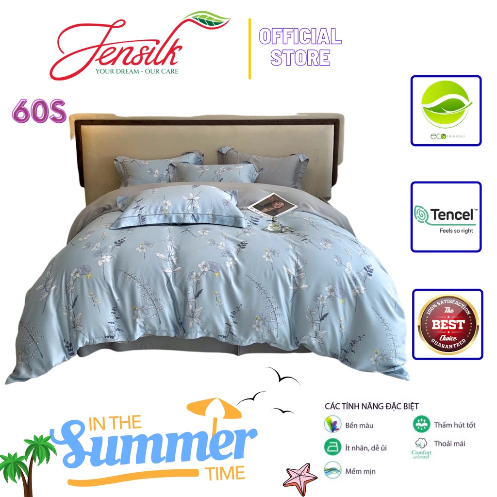 [Tencel 60s] Bộ chăn ga gối lụa 100%Tencel 60s Họa tiết cao cấp, siêu mềm mát mịn - DESIGN 402