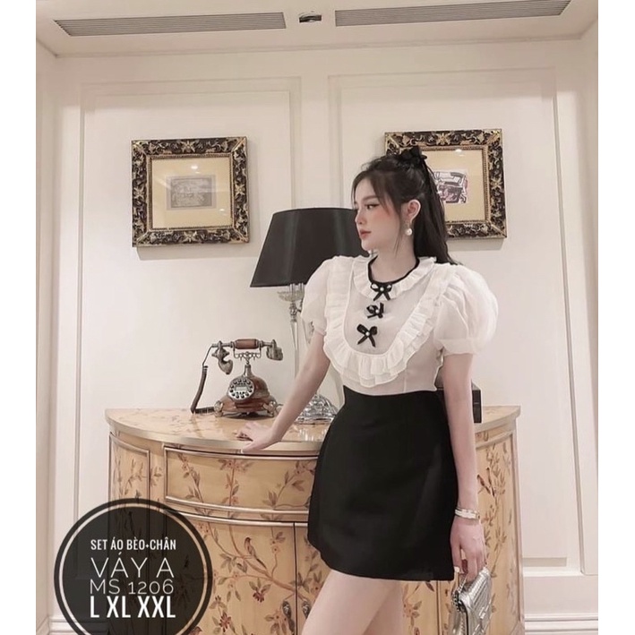 [ BIGSIZE ] Set Rời- Áo bèo+ Chân váy A