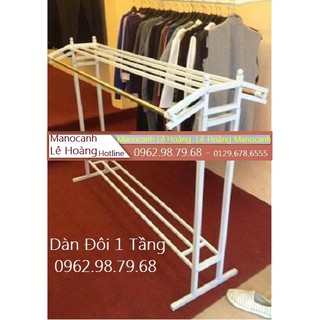 Dàn Đôi Sắt Vuông 1 Tầng Treo Quần Áo SHOP