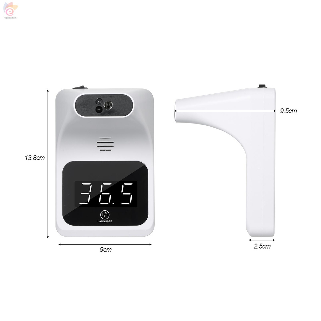 ET Wall Mounted Non-contact IR Thermometer with Multi-Language Voice Broadcast ℃/ ℉ Switch Auto Measuring Forehead Thermometers Digital Display, Wall or Tripod Mounted for Home Office School Public Places