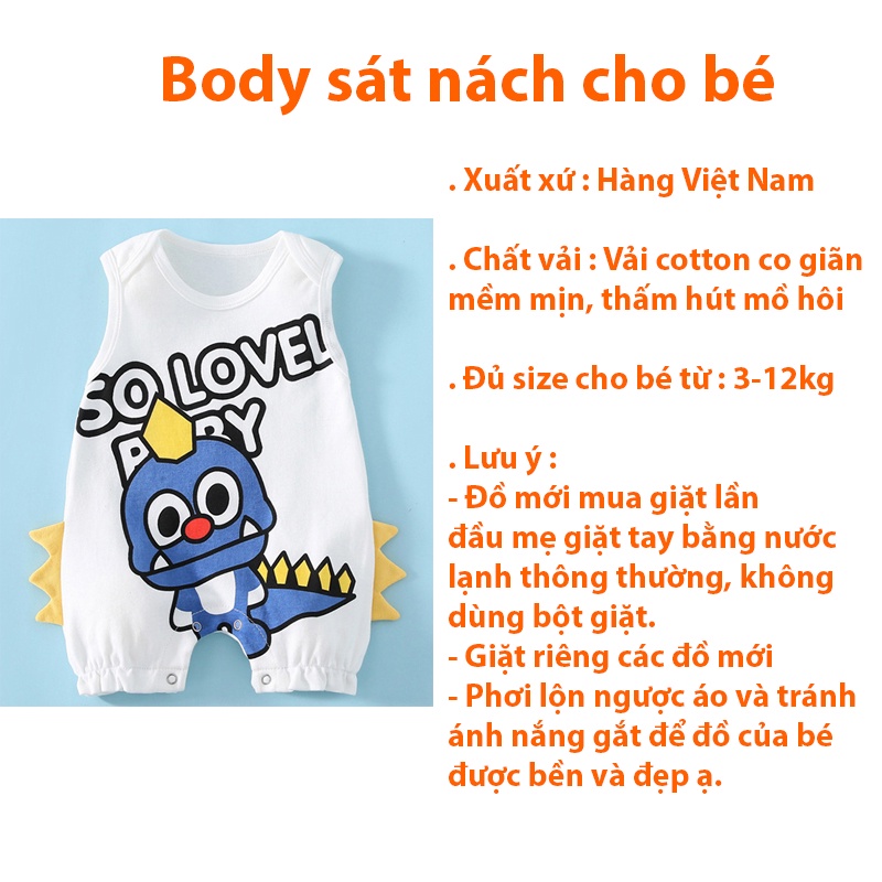 Bodysuit cho bé trai bé gái sơ sinh 0-12 tháng kiểu dáng liền thân sát nách dễ thương _ BD31