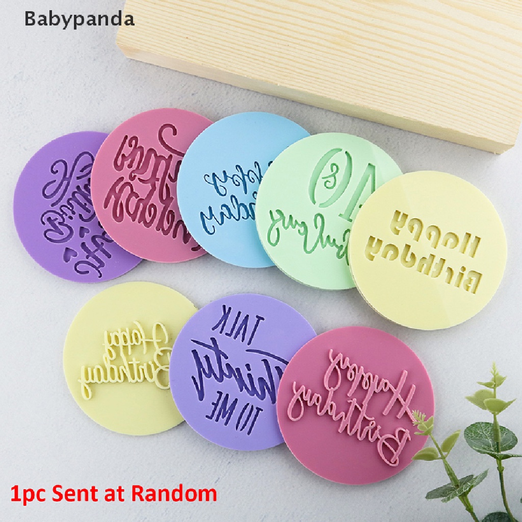 Khuôn Tròn In Nổi Họa Tiết Happy Birthday Trang Trí Bánh Kem Bằng Acrylic