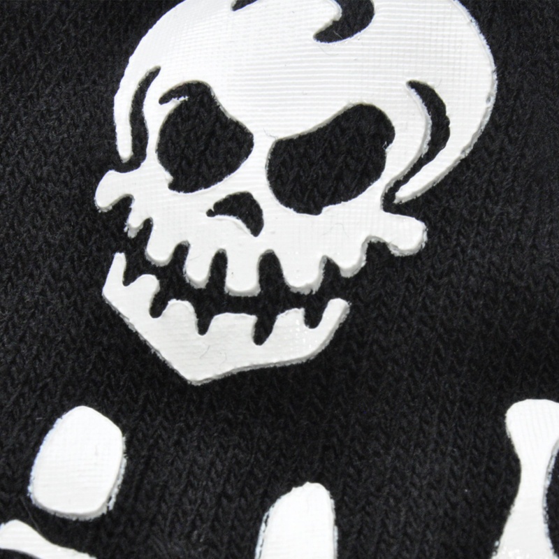 Găng Tay Hở Ngón Hình Đầu Lâu Đen Phát Sáng Trong Đêm