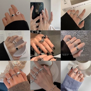 Set nhẫn đeo tay nam nữ bằng bạc cá tính phong cách Hàn Quốc nhiều mẫu unisex