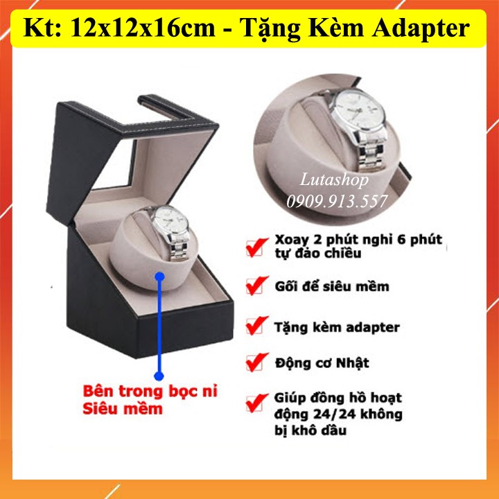 Hộp Xoay Đồng Hồ Cơ 1,2 Ngăn Da, Gỗ Automatic Giá Rẻ, Hàng Cao Cấp Chính Hãng