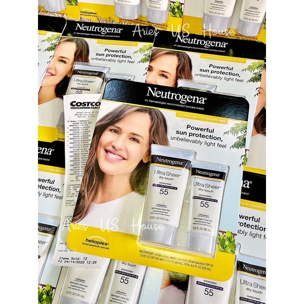 Set kem chống nắng Neutrogen Ultra Sheer Dry-touch SPF 55 147ml + 88ml [Có Tách Set]