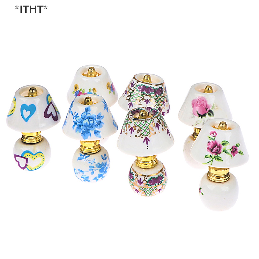 Đèn Để Bàn Mini Bằng Gốm Tỉ Lệ 1: 12 Dùng Trang Trí Nhà Búp Bê