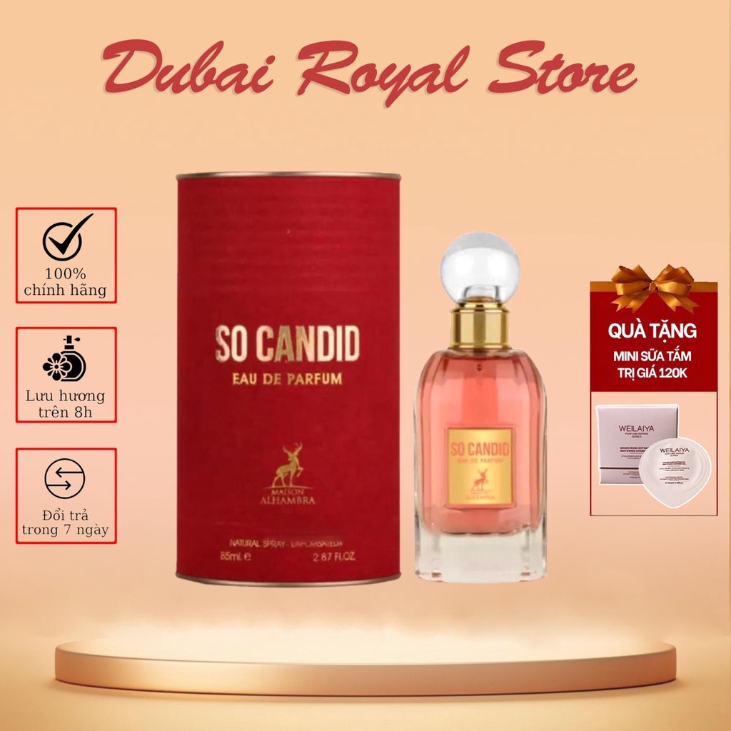 Nước hoa nữ So Candid 85ml hương thơm nữ tính ngọt ngào thu hút, nước hoa Dubai siêu thơm lưu hương lâu mẫu thử 10ml