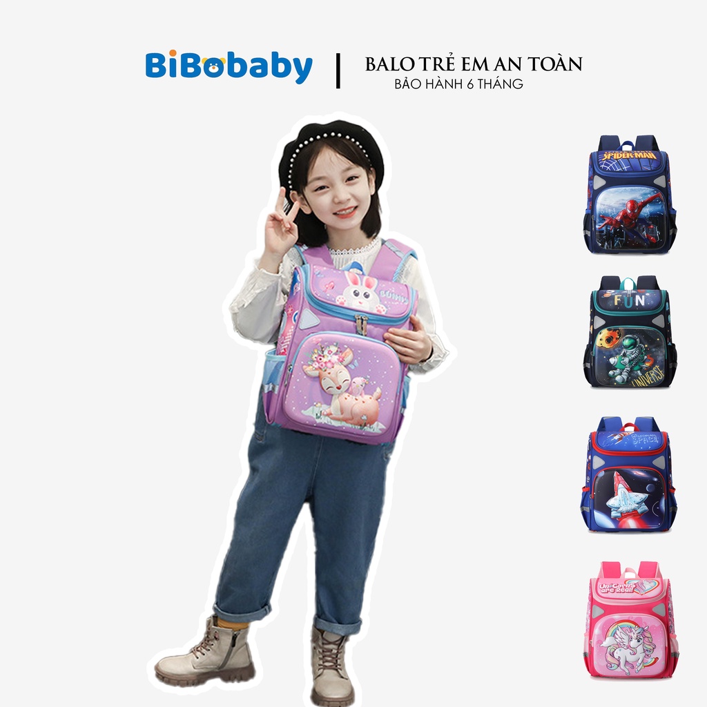 Cặp trẻ em siêu nhẹ chống gù lưng cho bé trai và bé gái kiểu dáng dễ thương BIBOBABY 209