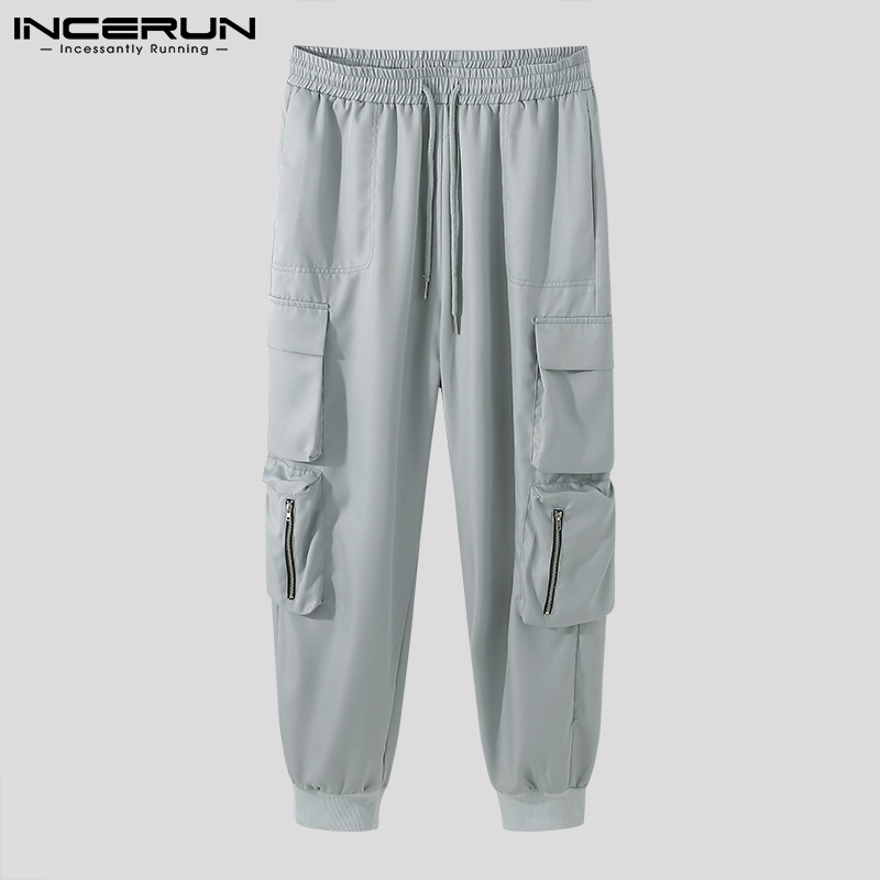 INCERUN Men's Fashion Casual Sweatpants Pockets Cargo Pants Trousers Overalls