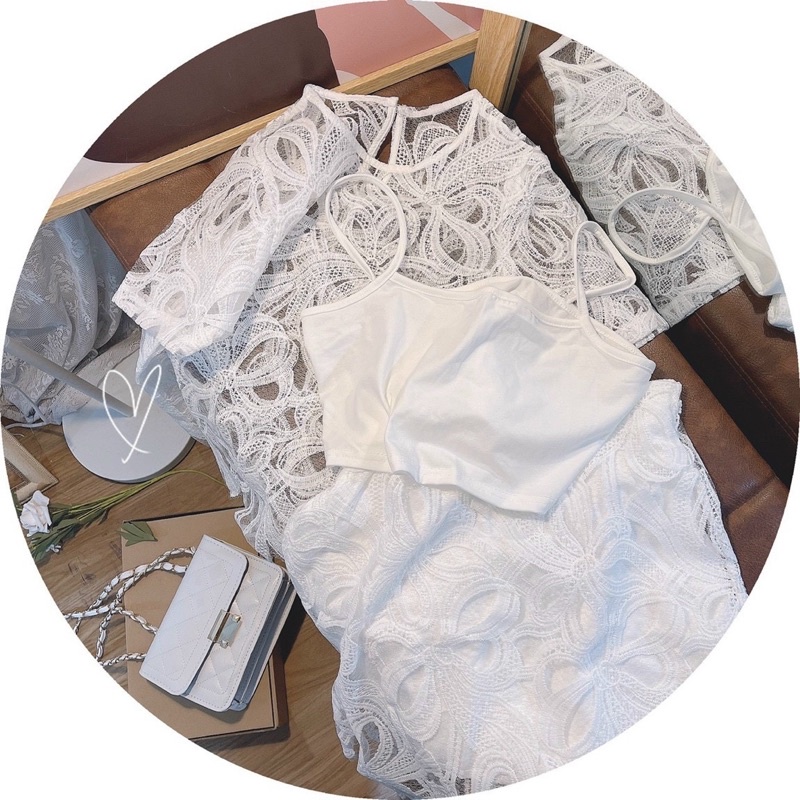 Set trắng ren nổi cv