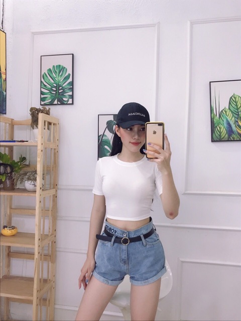 Áo thun croptop tay ngắn ( hình thật 100% kèm hình mẫu lên dáng )