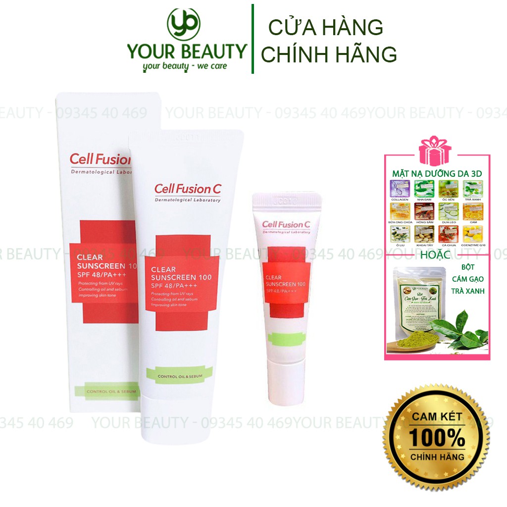 Kem chống nắng dành cho da dầu mụn Cell Fusion C Clear Sunscreen 100 SPF48/ PA+++