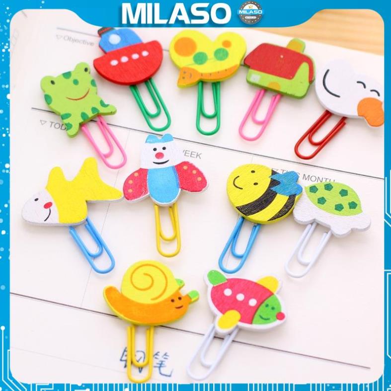 Kẹp giấy hoạt hình MILASO kim kẹp giấy kiêm bookmark sổ họa tiết hoạt hình đáng yêu nhiều màu SC-001425