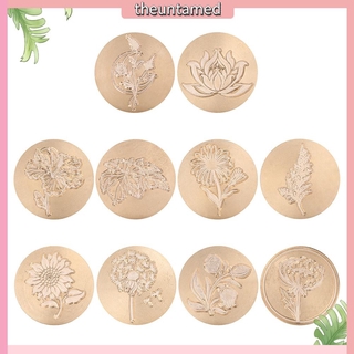 Đầu con dấu đóng sáp thay thế hình tròn họa tiết hoa bằng đồng phong cách cổ điển trang trí thiệp mời/nhật ký DIY