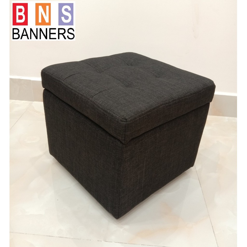 Ghế Đôn Hộp Vuông BNS-Xám Đen