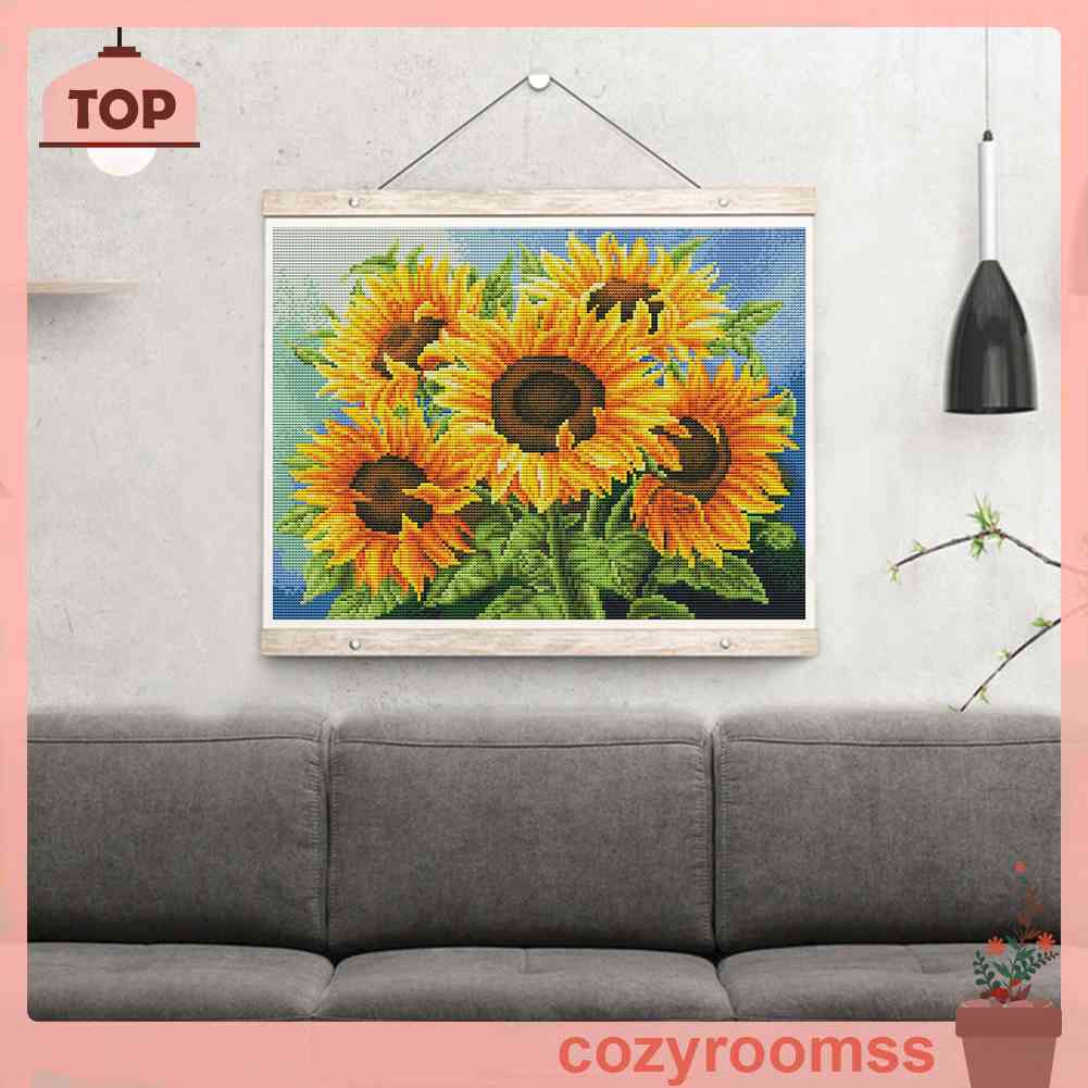 (canvas no printing)  Tranh Thêu Chữ Thập Toàn Bộ 11CT Hình Hoa Hướng Dương