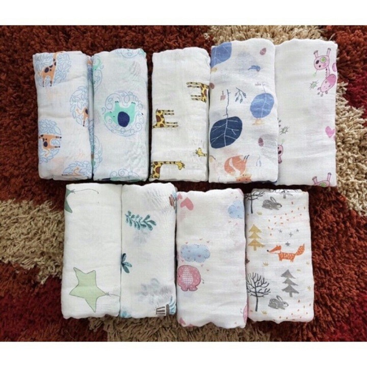 Khăn tắm cotton cho bé Aden Manny 100x115 cm, khăn tắm quấn đa năng cho trẻ - Monnie Kids