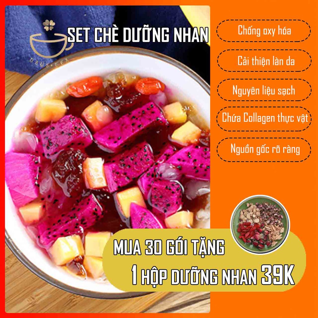 CHÈ DƯỠNG NHAN NHỰA ĐÀO, BỒ MỄ, TUYẾT YẾN, HẠT CHIA, ĐÔNG TRÙNG HẠ THẢO - TRÀ THẢO MỘC DAYSTEA