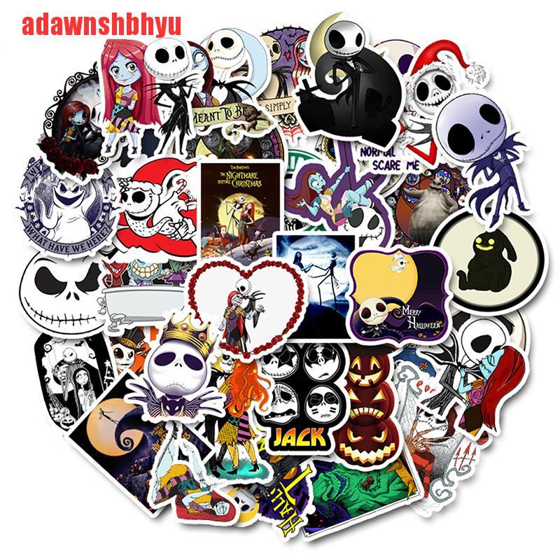 Set 50 Miếng Dán Họa Tiết Graffiti Vui Nhộn Phong Cách Halloween Trang Trí Laptop / Xe Máy