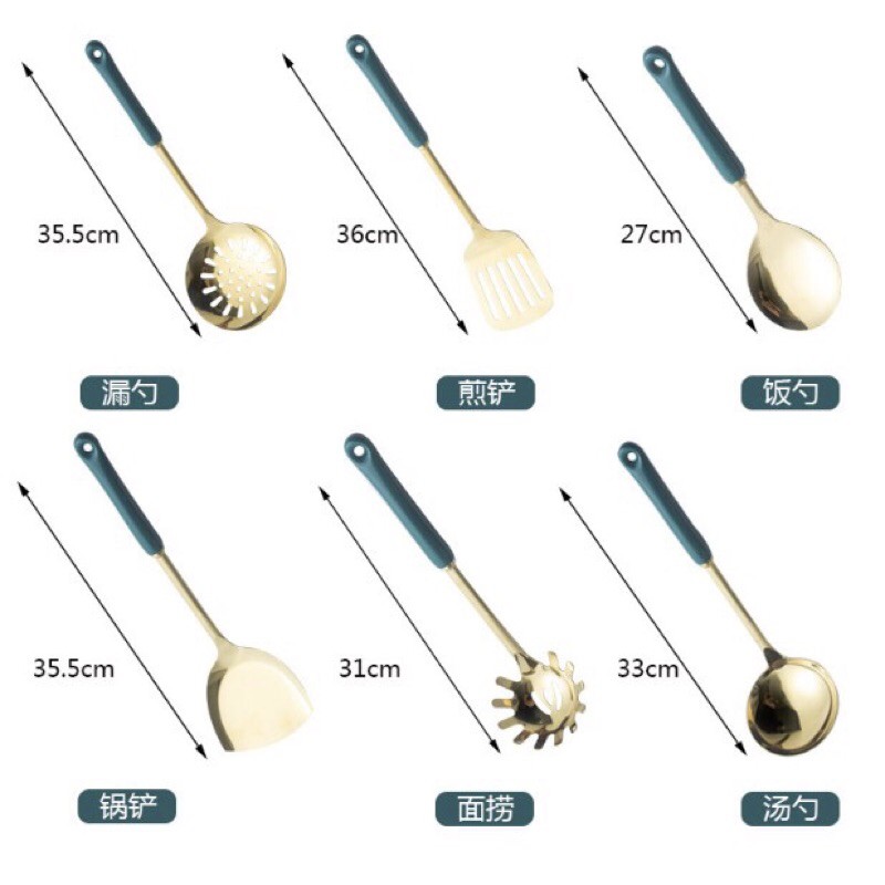 Set 6 món nhà bếp màu xanh cổ vịt sang trọng