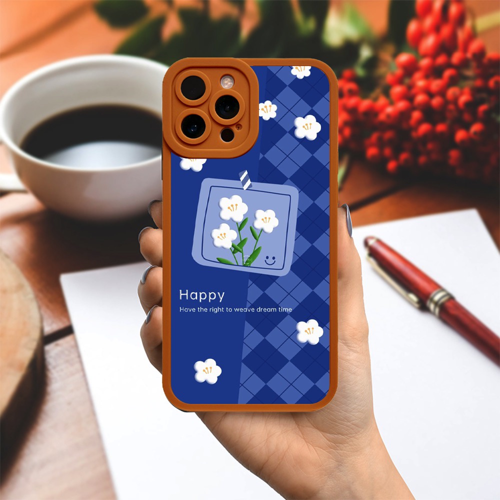 Ốp lưng Iphone 6S/6 Plus/7G/8G/X/Xs/11/12/....dẻo cạnh vuông Pro Camera hình Caro hoa trắng