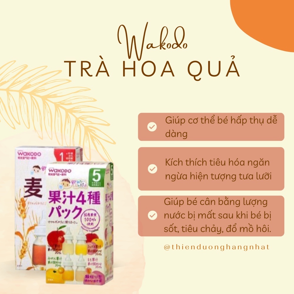 Trà Wakodo hoa quả, lúa mạch, trà xanh, điện giải cho bé (Nhật Bản)