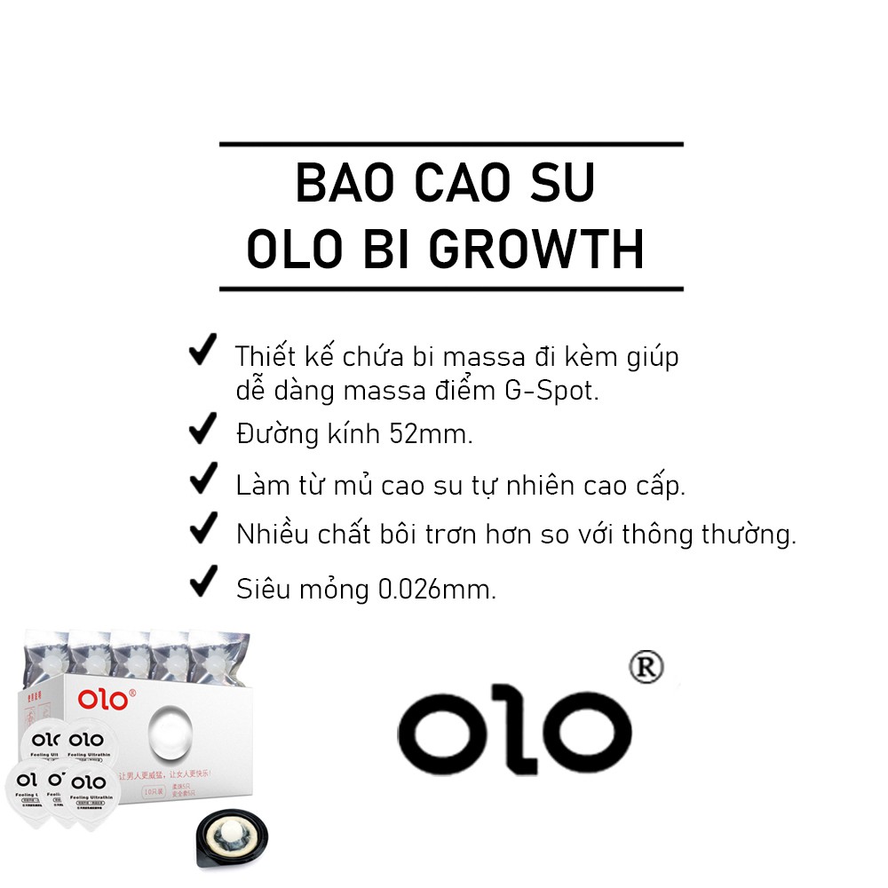 Bộ 2 Hộp BCS OLO Growth Bi và Bao Cao Su OLO Gamma Vàng Ấn Độ 20 BCS