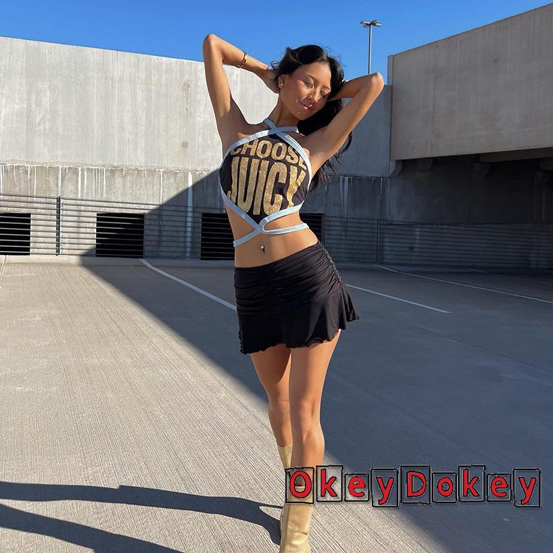 Áo Croptop Hai Dây Sát Nách Hở Lưng Ôm Dáng Thời Trang Mùa Hè Y2K Cho Nữ