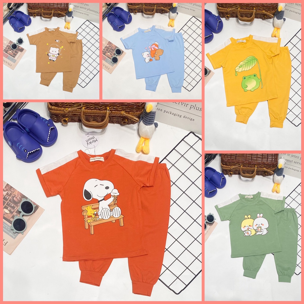 [SALE] Bộ Tay Ngắn Vải Cotton Cho Bé Trai, Bé Gái Minky Mom Ếch Cốm, Đồ Bộ Cho Bé Mặc Nhà Thu Đông MKMTD2228