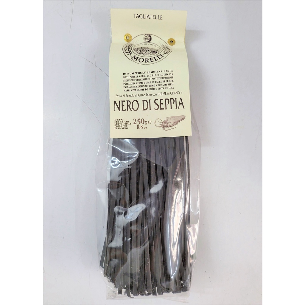 [Gói 250g - TAGLIATELLE] MÌ Ý MỰC ĐEN SỢI DẸT [Italia] MORELLI Black Squid Ink Pasta (cff-hk)