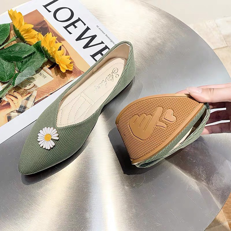 (S79) Giầy búp bê VÂN LEN TĂM tag hoa cúc (mã 2228) | BigBuy360 - bigbuy360.vn