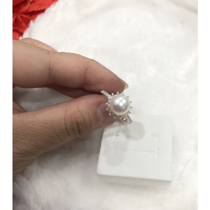 Nhẫn bạc s925 viền đá đính hạt 9ly