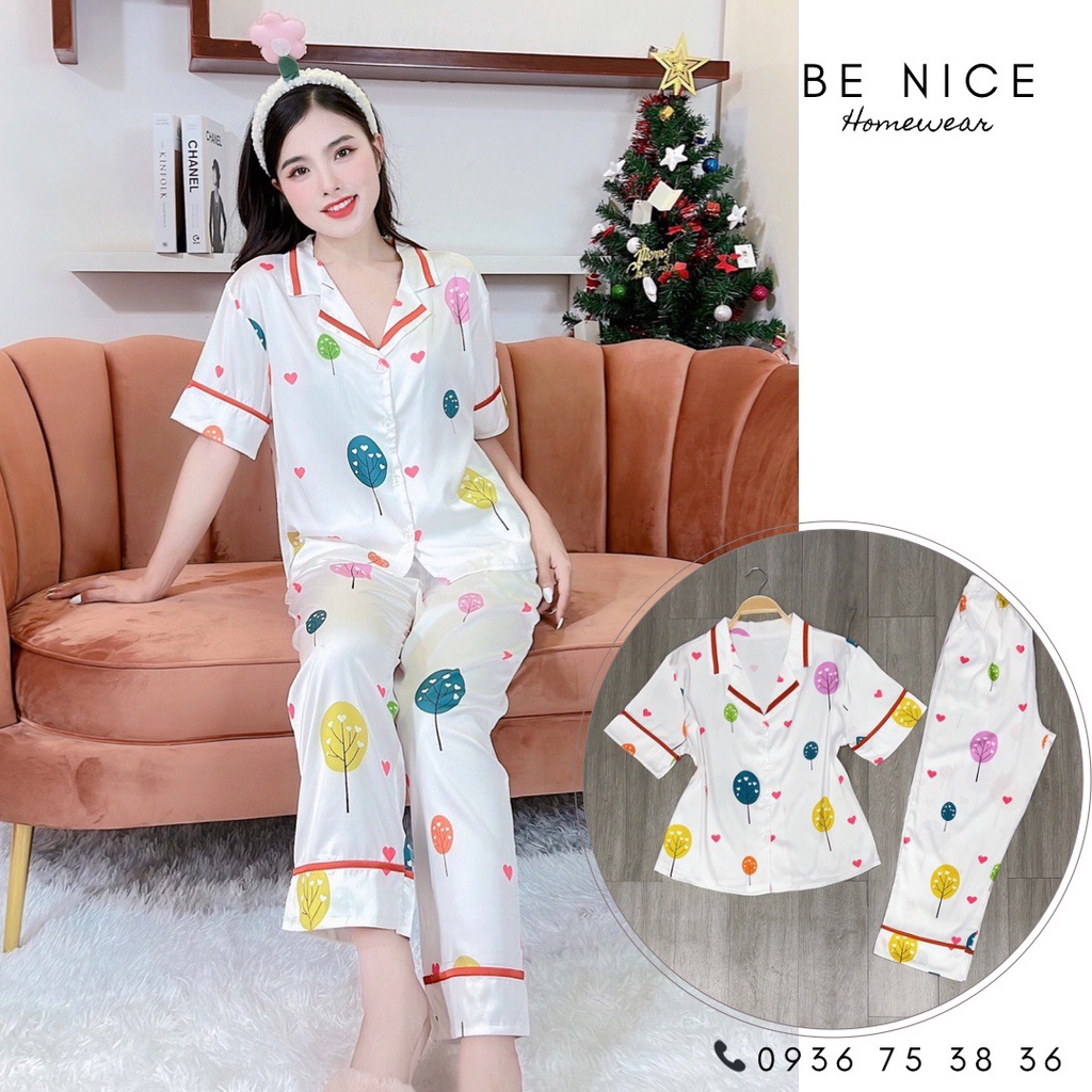 Bộ mặc nhà viền tay ngắn quần dài với nhiều họa tiết đáng yêu nhà Be Nice Homewear