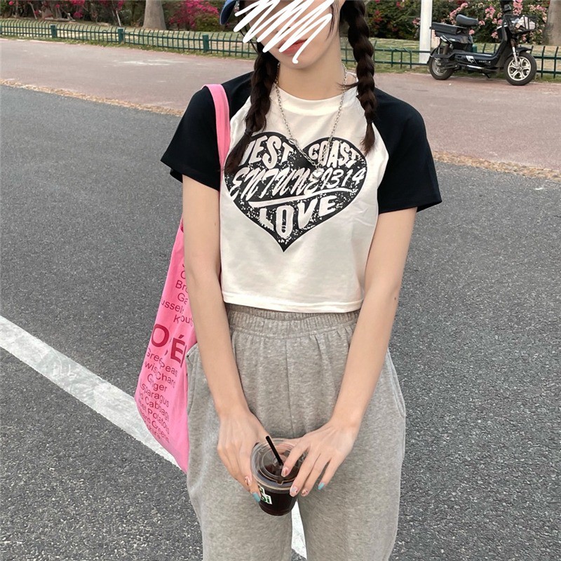 Áo croptop tay ngắn in hoạ tiết cá tính theo phong cách Hip Hop Thời trang Becky