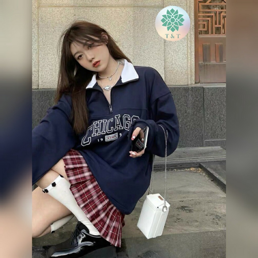 Áo sweater thêu chữ khóa cổ cá tính