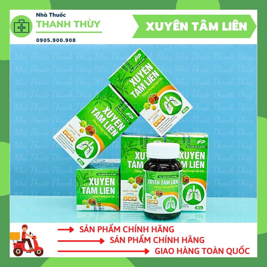 XUYÊN TÂM LIÊN [ Hộp 30 Viên] Viên Uống Thảo Mộc Xuyên Tâm Liên Hỗ Trợ Phòng Ngừa Các Vấn Đề Về Hô Hấp Do Vi Khuẩn Virus