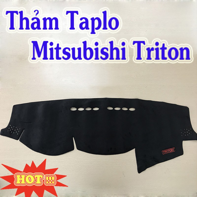 Thảm Taplo Mitsubishi Triton 2018-2019 2020 2021 Màu Đen Chất Liệu Nhung Lông Cừu Đế Có Chống Trượt, chuẩn form xe